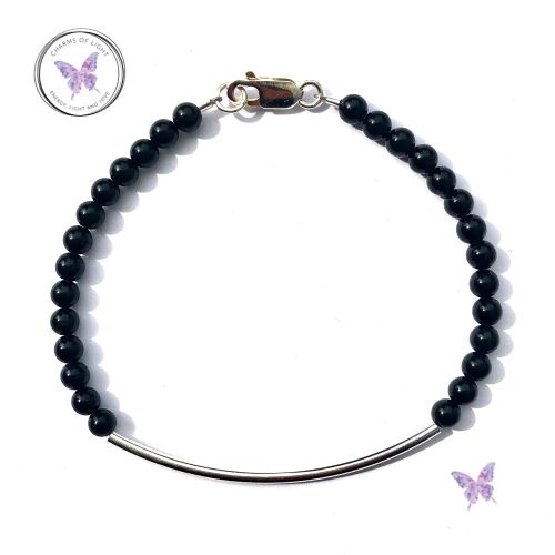 Black Onyx Beaded Tube Bracelet